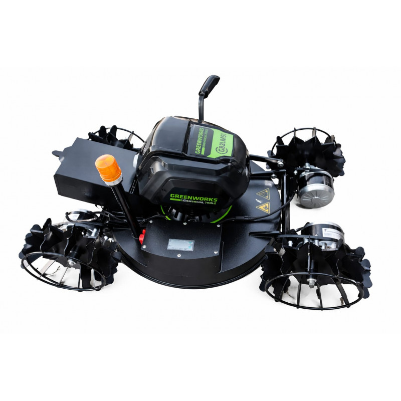 Diaľkovo ovládaný mulčovač - kosačka GREENWORKS AKU na diaľkové ovládanie pre extrémne svahy pre maximálny sklon až do 70°