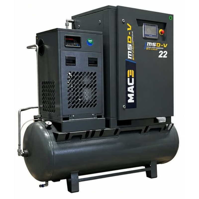 skrutkový kompresor MAC-3 MSD-V 22 PM LASER COMPACT s frekvenčným meničom 22 kW, 1,04 - 2,39 m3/min, 16 bar pre rezanie laserom