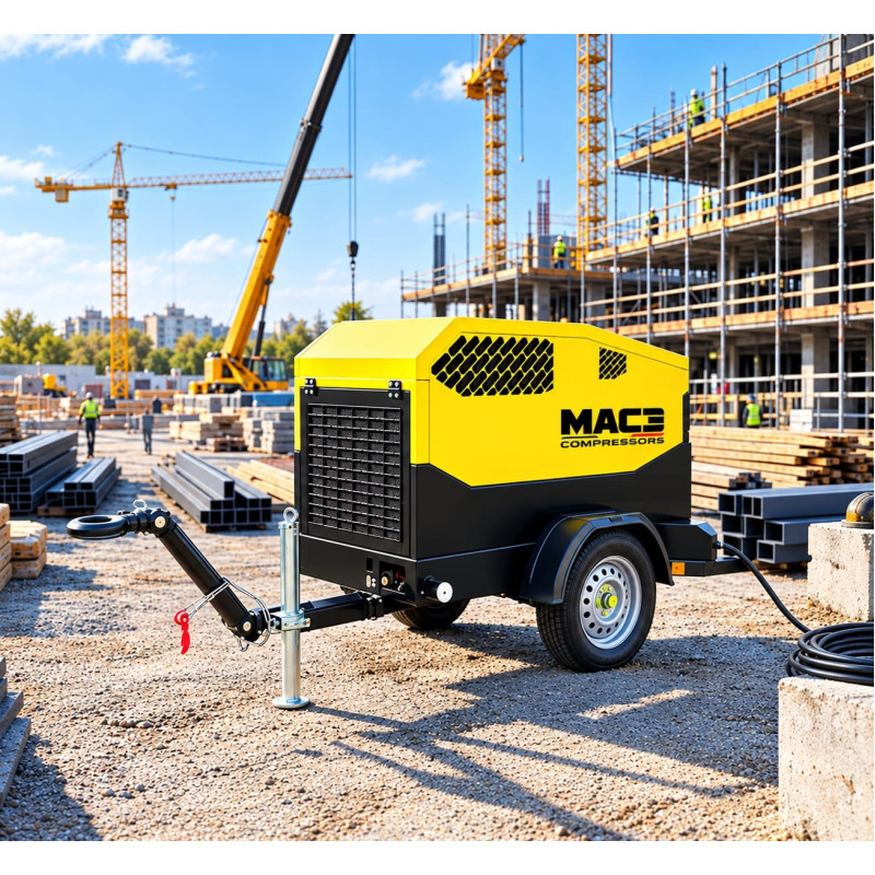 Mobilný elektrický kompresor MAC3 MSP-e 5000-V made in France s frekvenčným meničom 5-13 bar až 5,4 m3/min 