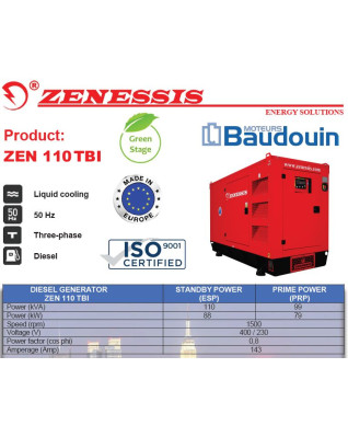 Elektocentrála - Diesel generator ZENESSIS - ZEN 110 TBI diesel BAUDOUIN 88 kW