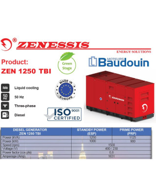 Elektrocentrála - Diesel generator ZENESSIS - ZEN 1250 TBI diesel BAUDOUIN 1000 kW