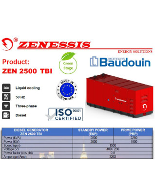 Elektrocentrála - Diesel generator ZENESSIS - ZEN 2500 TBI diesel BAUDOUIN 2000 kW
