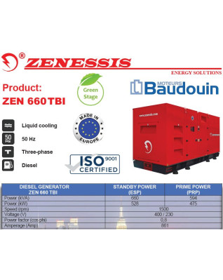 Elektrocentrála - Diesel generator ZENESSIS - ZEN 660 TBI diesel BAUDOUIN 528 kW