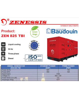 Elektrocentrála - Diesel generator ZENESSIS - ZEN 825 TBI diesel BAUDOUIN 660 kW