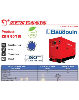 Diesel generator ZENESSIS - ZEN 125 TBI diesel BAUDOUIN 100 kW