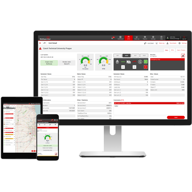 Diesel generator ZENESSIS - WebSupervisor diaľkové riadenie a monitoring generátorov